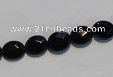 CAB806 15.5 inches 8*10mm faceted oval black gemstone agate beads