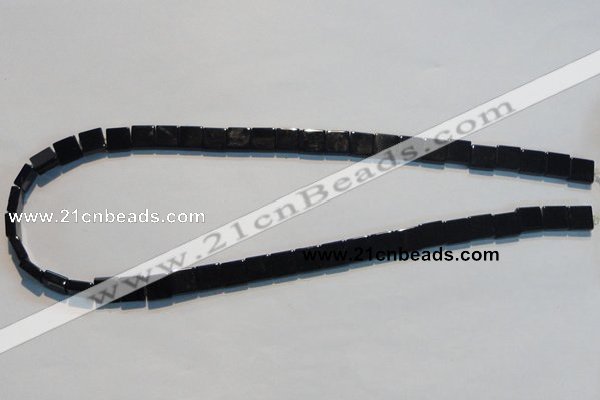 CAB825 15.5 inches 8*8mm square black agate gemstone beads wholesale