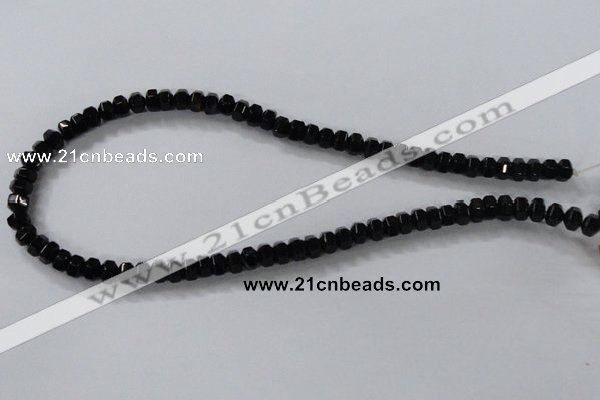 CAB844 15.5 inches 5*8mm rondelle black agate gemstone beads wholesale
