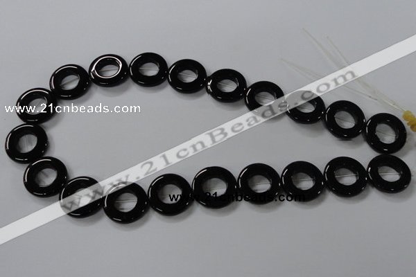 CAB855 15.5 inches 20mm donut black agate gemstone beads wholesale