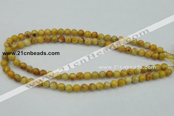CAB934 15.5 inches 8mm round yellow crazy lace agate beads wholesale