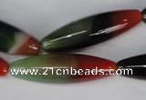 CAG1017 15.5 inches 12*40mm rice rainbow agate beads