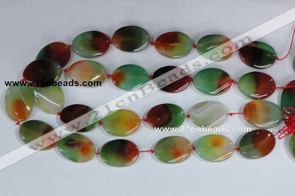 CAG1064 15.5 inches 22*30mm twisted oval rainbow agate beads