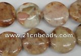 CAG1090 15.5 inches 18mm flat round Morocco agate beads wholesale