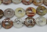 CAG1116 15.5 inches 12mm donut bamboo leaf agate beads wholesale