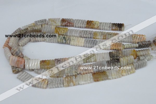 CAG1122 15.5 inches 13*18mm carved rectangle bamboo leaf agate beads