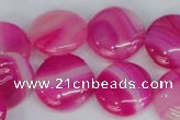 CAG1170 15.5 inches 18mm flat round line agate gemstone beads