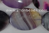 CAG1192 15.5 inches 25*35mm faceted oval line agate gemstone beads