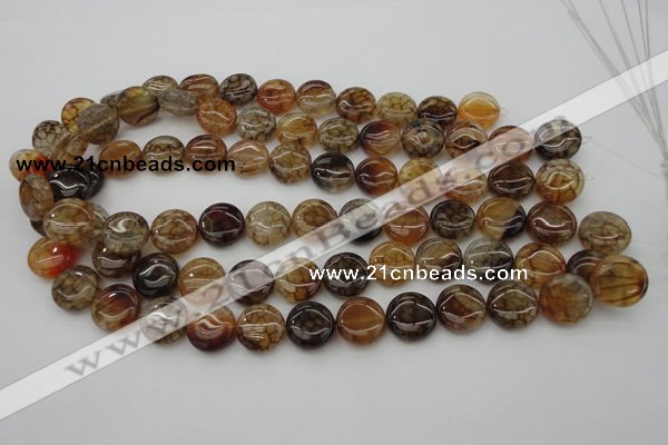 CAG1461 15.5 inches 15mm flat round dragon veins agate beads
