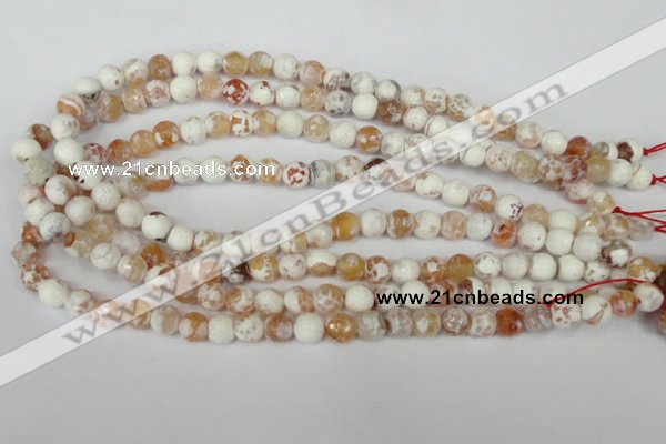 CAG1511 15.5 inches 8mm faceted round fire crackle agate beads