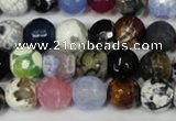 CAG1531 15.5 inches 10mm faceted round fire crackle agate beads