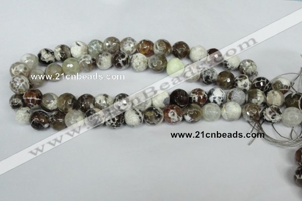 CAG1538 15.5 inches 12mm faceted round fire crackle agate beads