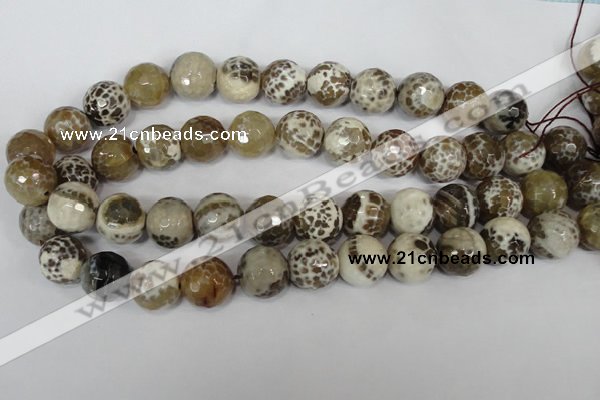 CAG1558 15.5 inches 16mm faceted round fire crackle agate beads