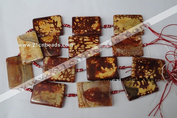 CAG1587 15.5 inches 30*40mm rectangle fire crackle agate beads