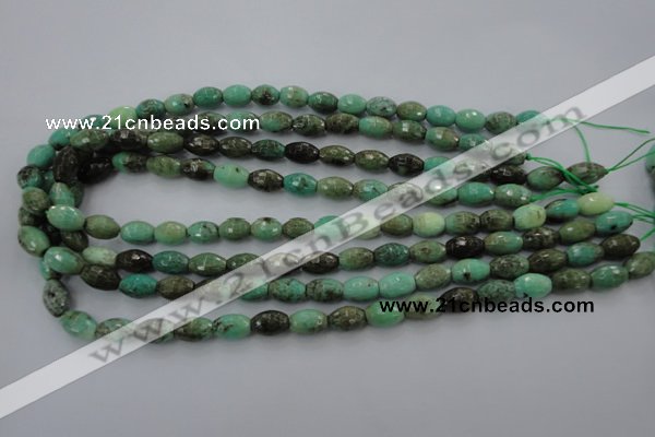 CAG1606 15.5 inches 8*10mm faceted rice green grass agate beads