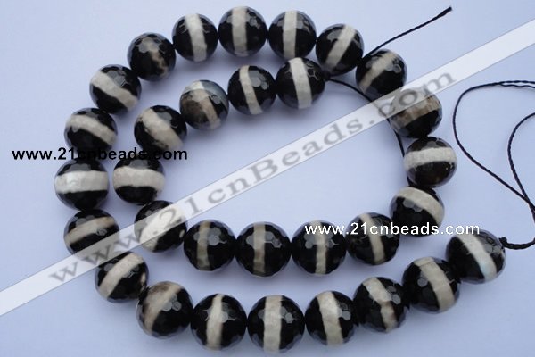 CAG1881 15.5 inches 12mm faceted round tibetan agate beads wholesale