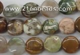 CAG1928 15.5 inches 12mm flat round green magic agate beads