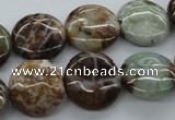 CAG1930 15.5 inches 16mm flat round green magic agate beads