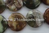 CAG1932 15.5 inches 20mm flat round green magic agate beads