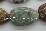 CAG1957 15.5 inches 20*30mm flat teardrop green magic agate beads