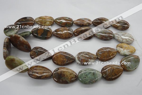 CAG1957 15.5 inches 20*30mm flat teardrop green magic agate beads