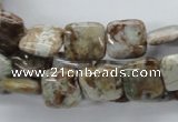 CAG1961 15.5 inches 12*12mm square green magic agate beads