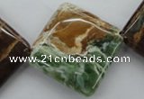 CAG1975 15.5 inches 30*30mm diamond green magic agate beads
