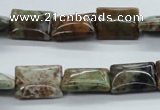 CAG1978 15.5 inches 12*16mm rectangle green magic agate beads