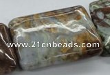 CAG1983 15.5 inches 25*35mm rectangle green magic agate beads