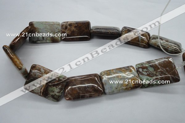 CAG1983 15.5 inches 25*35mm rectangle green magic agate beads