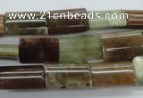 CAG1984 15.5 inches 10*15mm flat tube green magic agate beads