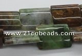 CAG1988 15.5 inches 15*20mm flat tube green magic agate beads