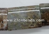 CAG1991 15.5 inches 25*35mm flat tube green magic agate beads