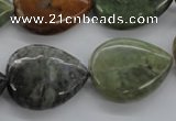 CAG1995 15.5 inches 18*25mm flat teardrop green magic agate beads