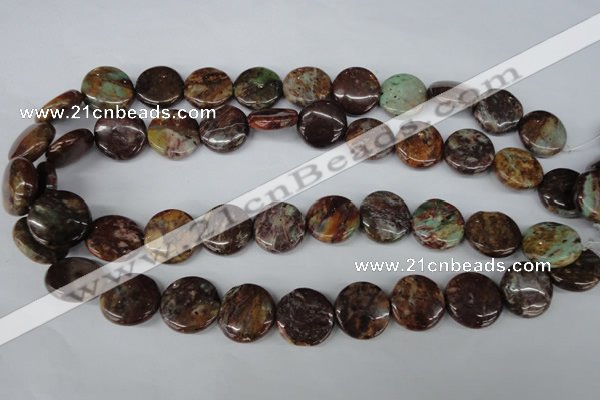 CAG2015 15.5 inches 18mm flat round rainbow agate beads wholesale