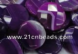 CAG203 15.5 inches 20mm faceted coin purple agate gemstone beads