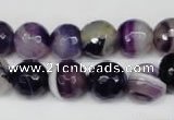 CAG2097 15.5 inches 12mm faceted round purple line agate beads