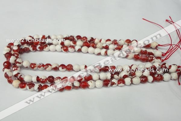 CAG2252 15.5 inches 8mm faceted round fire crackle agate beads