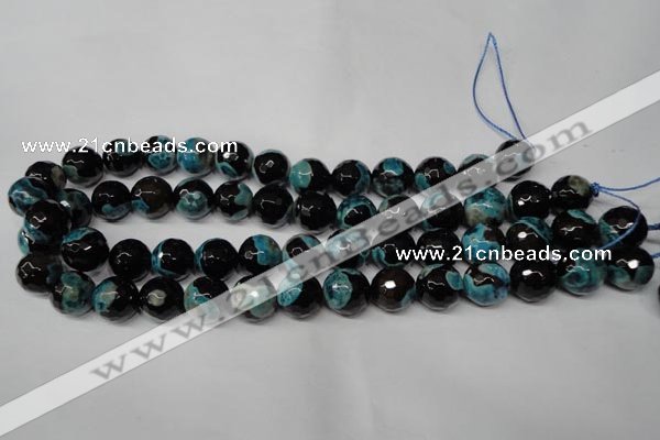 CAG2285 15.5 inches 14mm faceted round fire crackle agate beads