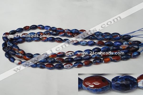 CAG2290 15.5 inches 8*12mm faceted rice fire crackle agate beads