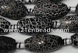 CAG2295 15.5 inches 13*25mm faceted rice fire crackle agate beads