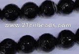 CAG2316 15.5 inches 12mm faceted round black line agate beads
