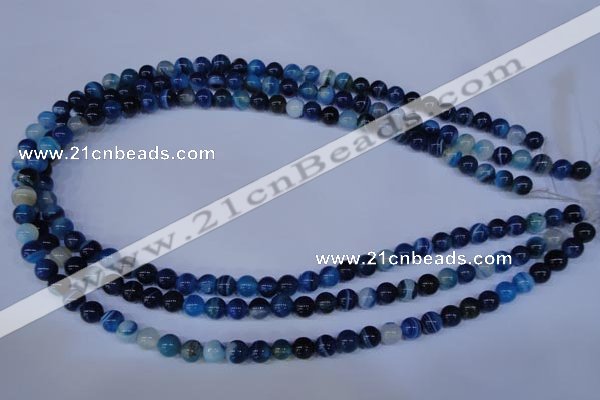 CAG2345 15.5 inches 14mm round blue line agate beads wholesale