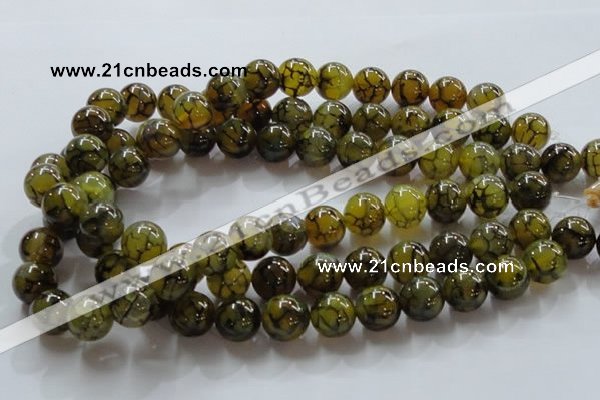 CAG237 15.5 inches 14mm round dragon veins agate gemstone beads