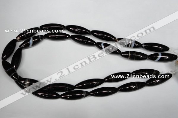 CAG2969 15.5 inches 10*30mm rice black line agate beads