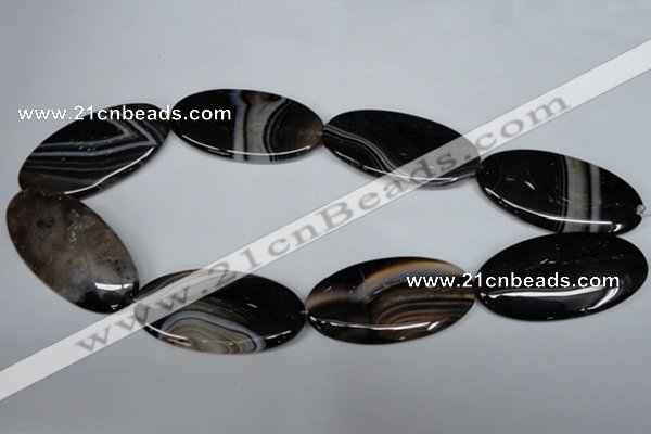 CAG3010 15.5 inches 25*50mm oval black line agate beads