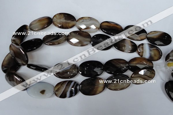 CAG3090 15.5 inches 20*30mm faceted oval black line agate beads