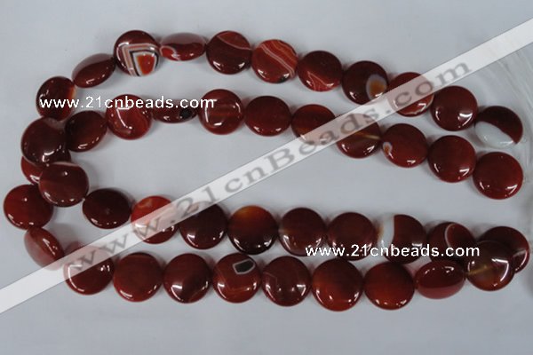 CAG3189 15.5 inches 18mm flat round red line agate beads