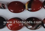 CAG3204 15.5 inches 15*20mm oval red line agate beads