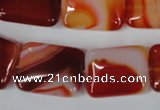 CAG3255 15.5 inches 15*20mm rectangle red line agate beads